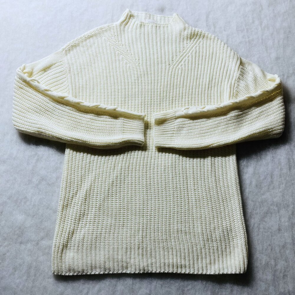 Everly Womens Cream Chunky Knit Y2K Preppy Pullover Sweater Size Large